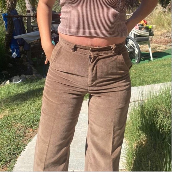 Brown/Tan Vintage Kick Flare Pants - Picture 2 of 4